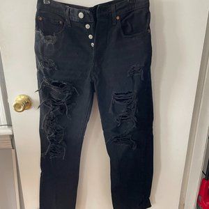 Levi's Black Ripped Jeans, Button Front Closure, Size 27, NEVER WORN!